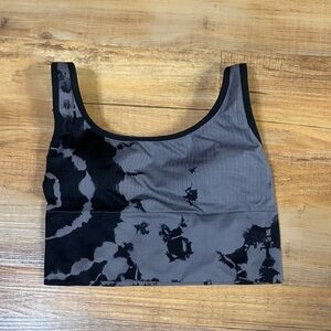 Pink Victoria’s Secret black & gray tie dye sports bra size large